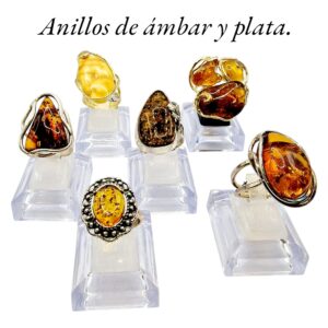 Anillos de ámbar y plata
