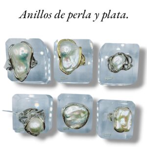 Anillos de perla y plata